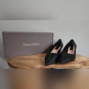 Franco Sarto Leather Black Women's Heels New With Box Size 6.5